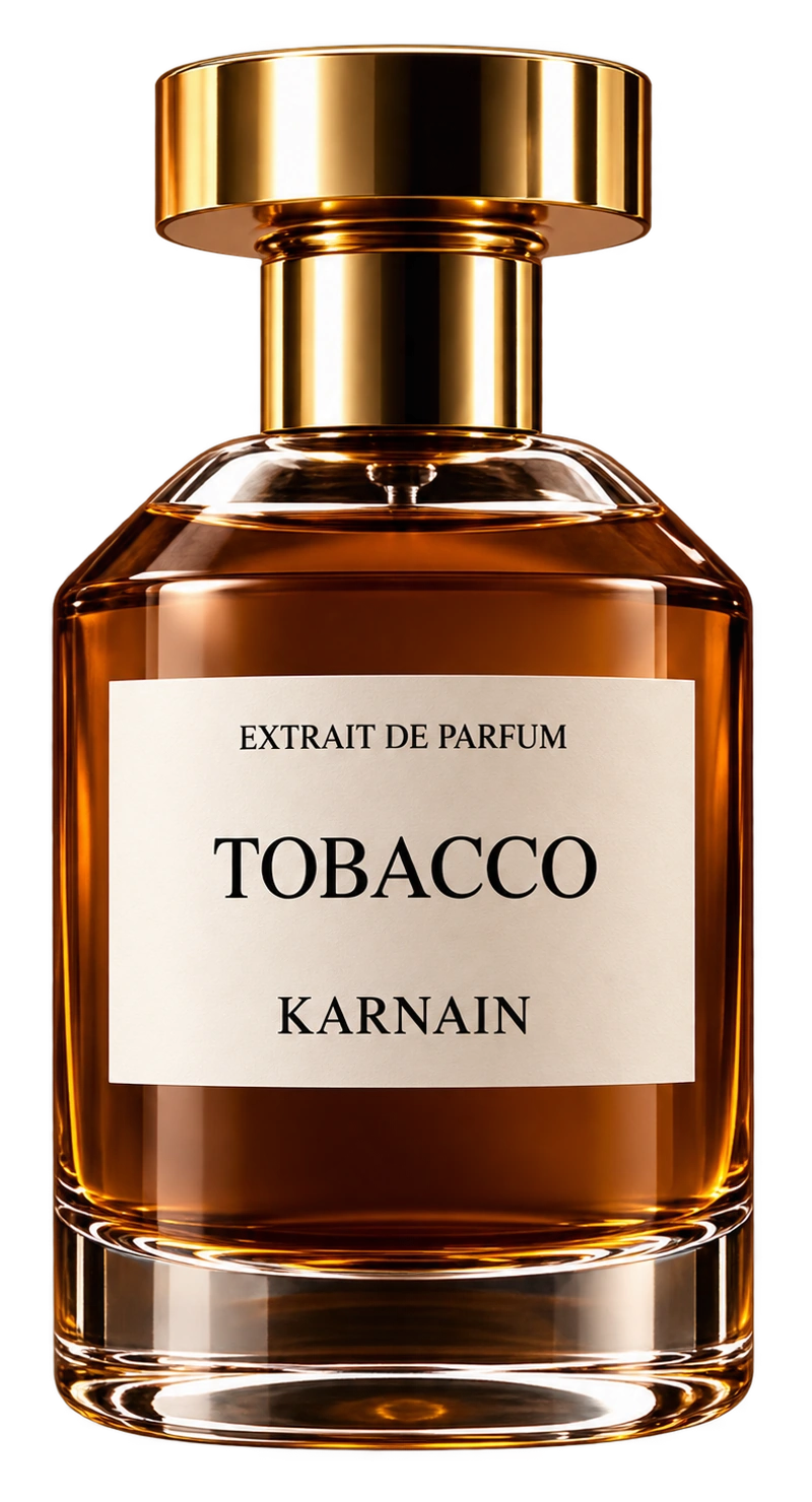 Le flacon Tobacco de Karnain, verre ambré et capuchon doré