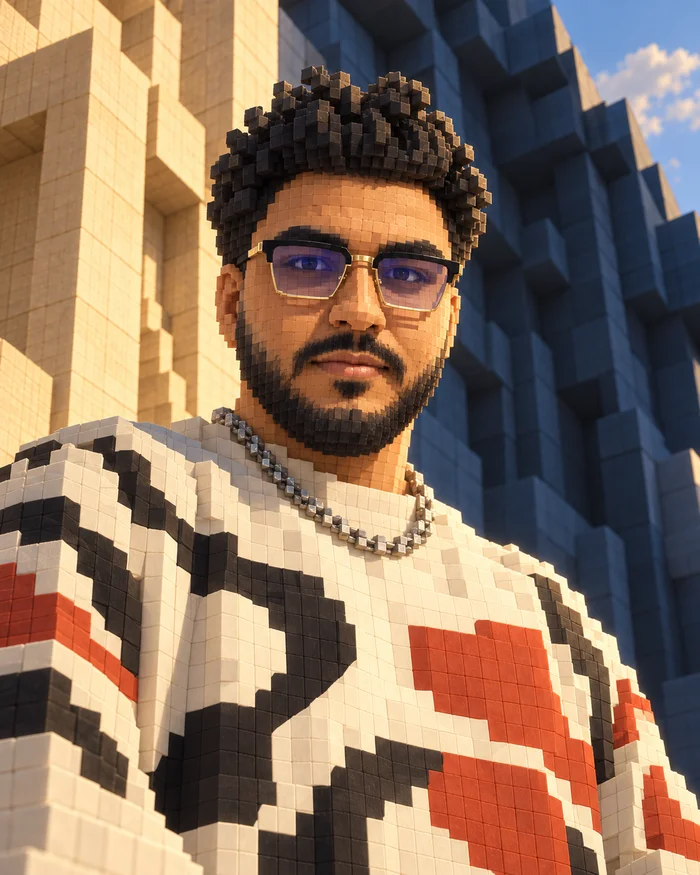 Built in blocks — AI-generated portrait of Achraf